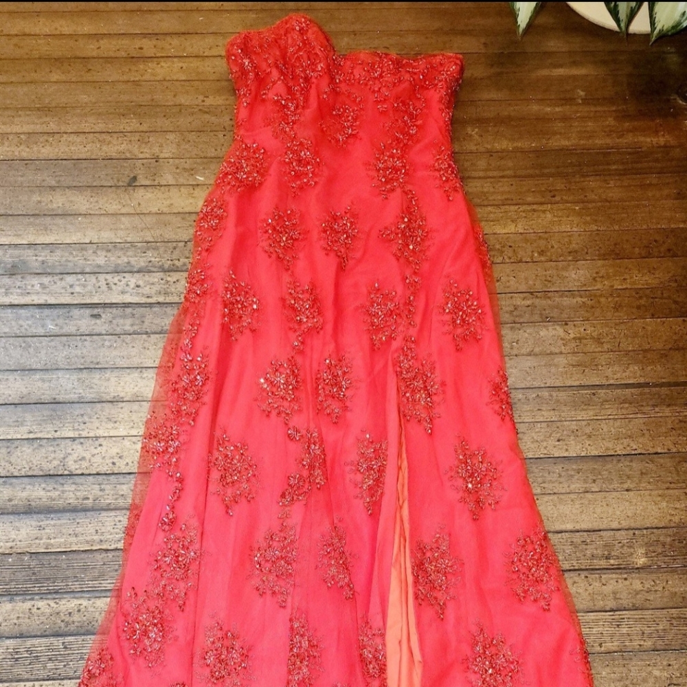 Beaded Red Crimson Gown
